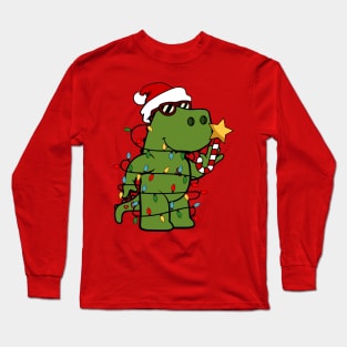 Funny T-Rex Christmas tree dinosaur lover Xmas gift gift Long Sleeve T-Shirt